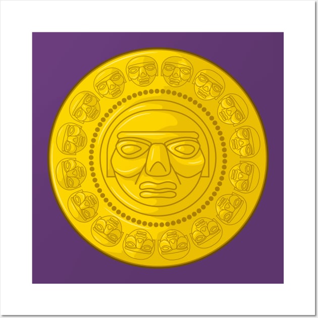 Colombian indigenous ancient culture sun representation Wall Art by Drumsartco